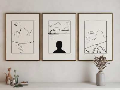 现代艺术挂画3D模型下载